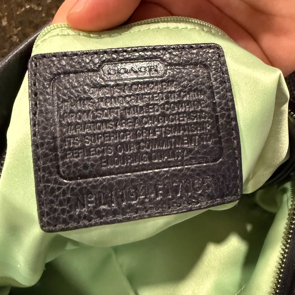 Coach L1194-F1765 Black Leather Green Satin Lining with Dust Bag